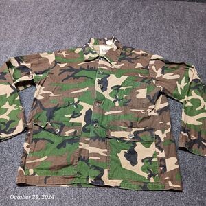 Vintage Ranger Camouflage Canvas Hunting Shirt Men Large Green‎ USA Made